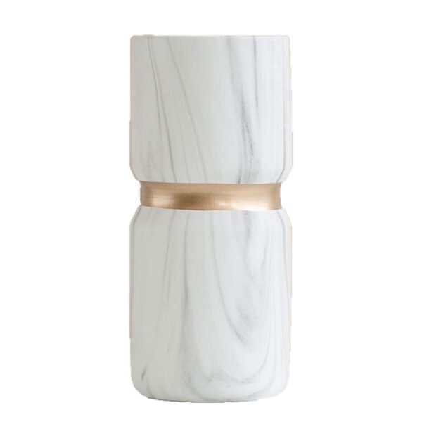 Marble Effect Ceramic Vase with Gold Accent