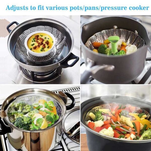 S/Steel Food Steamer Basket with Lid