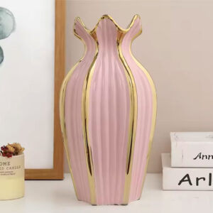 30cm Ceramic Vase with Gold Accents