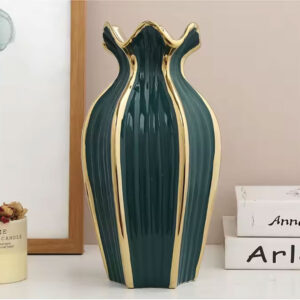 30cm Ceramic Vase with Gold Accents