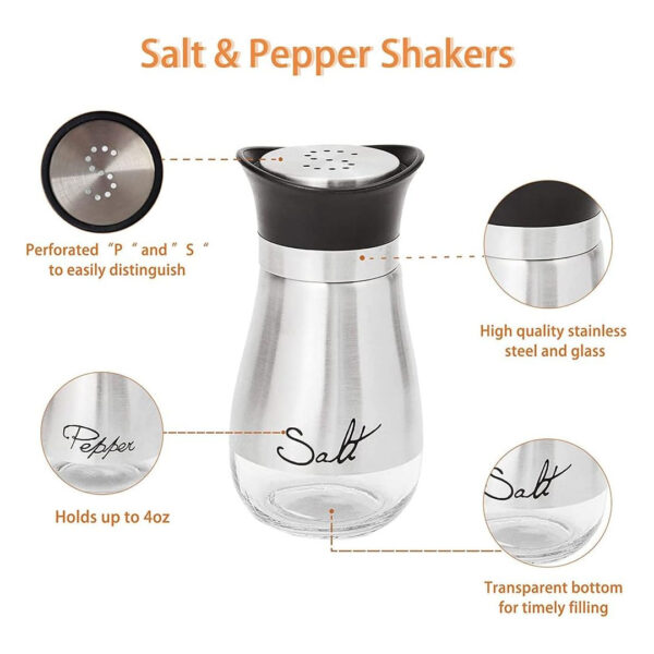 Salt & Pepper Shakers Set - S/Steel & Glass