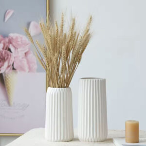 Ribbed Ceramic Vase