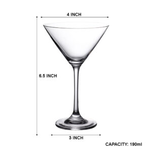 6pc 190ml Martini Glass Set - EJ1518