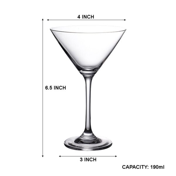 6pc 190ml Martini Glass Set - EJ1518 - Image 2