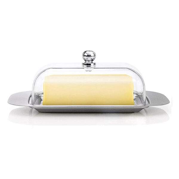 S/Steel Butter Dish with Clear Lid