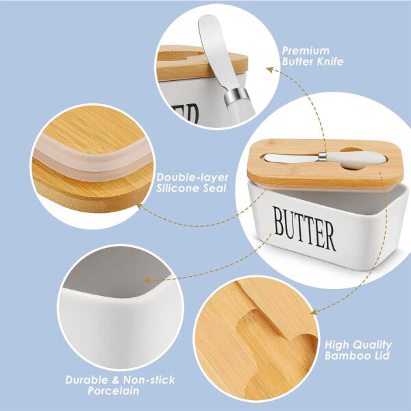 Butter Dish with Bamboo Lid & Knife