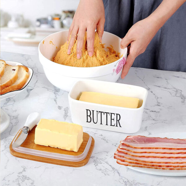 Butter Dish with Bamboo Lid & Knife