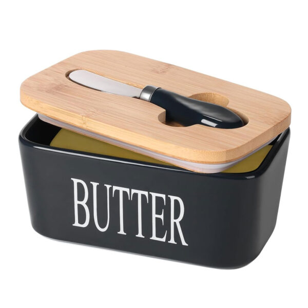 Butter Dish with Bamboo Lid & Knife