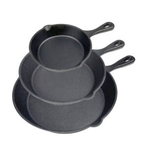 3pc Heavy Duty Cast Iron Pan / Skillet Set - 15, 20 & 25cm