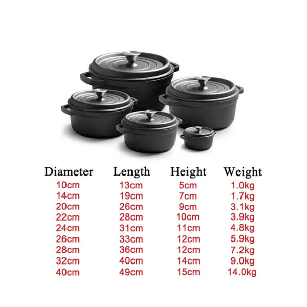 Heavy Duty Cast Iron Pots –14, 20, 26, & 32cm