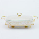 Ceramic Chafing Dish with Golden Stand