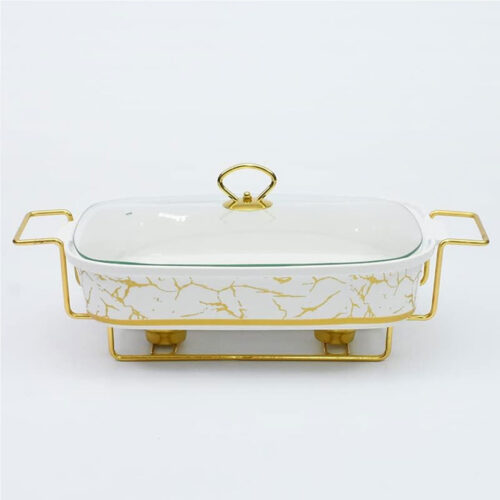 Ceramic Chafing Dish with Golden Stand