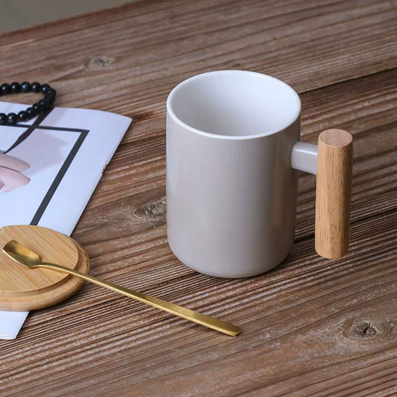 400ml Ceramic Mug with Lid & Spoon