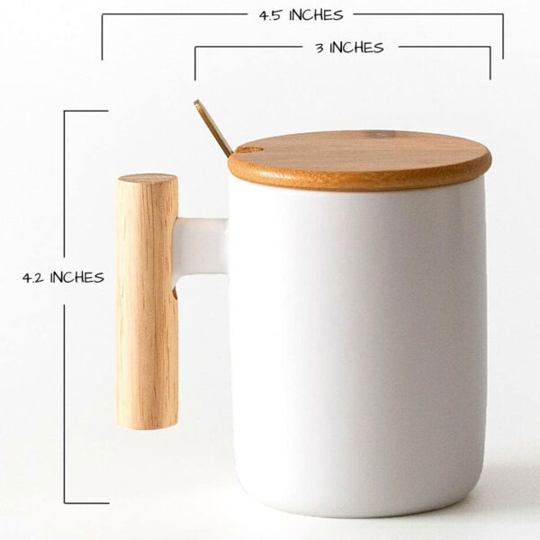 400ml Ceramic Mug with Lid & Spoon - Image 4