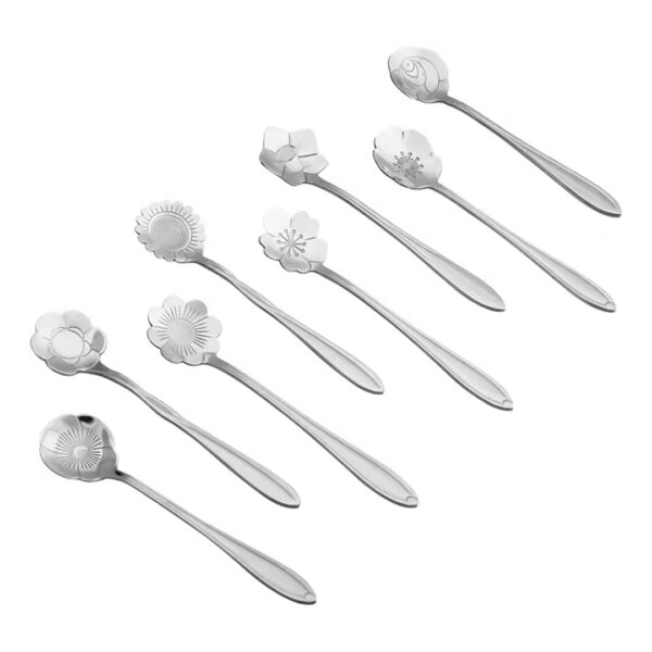 12.5cm Floral Dessert Spoon Set - 8pcs