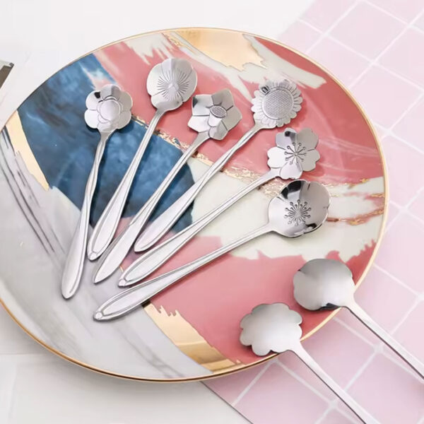 12.5cm Floral Dessert Spoon Set - 8pcs