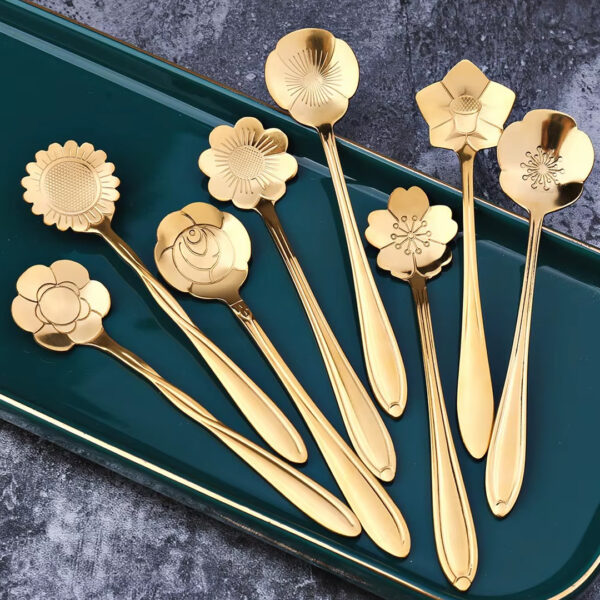 12.5cm Floral Dessert Spoon Set - 8pcs