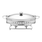 Oval Glass Chafing Dish with Silver Stand