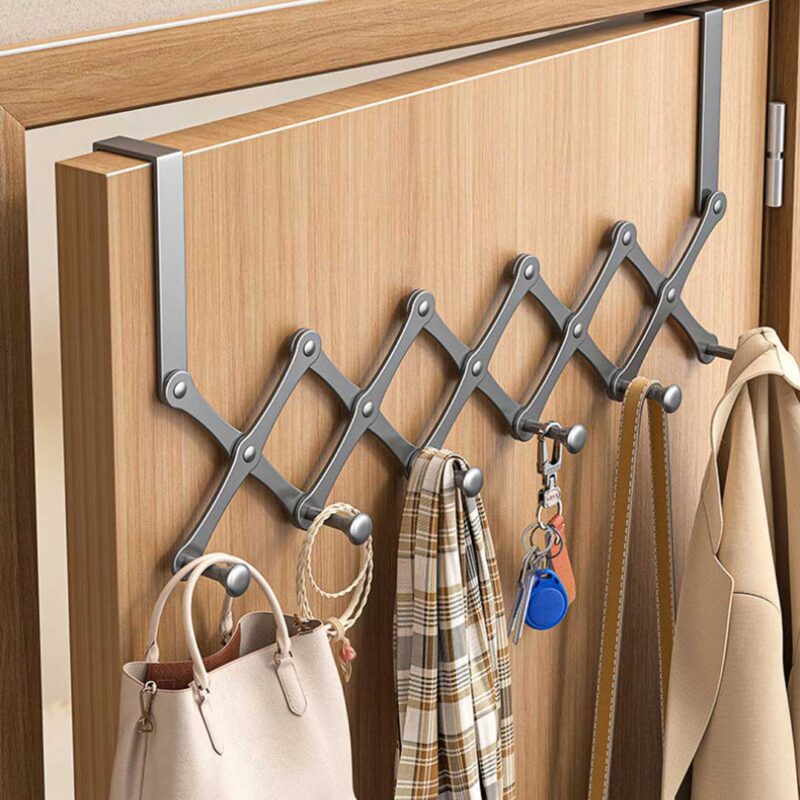 over-the-door-hook-rack-1 5 Hook Over the Door Expandable Rack