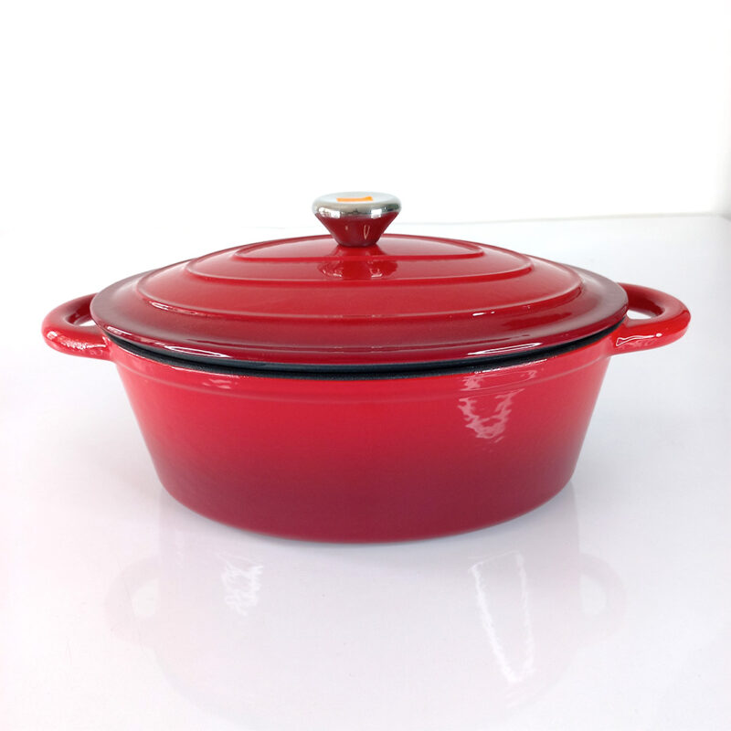 red enamel cast iron cookware set