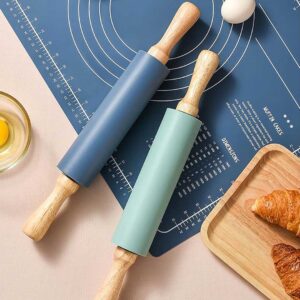 Silicone Rolling Pin with Wooden Handle