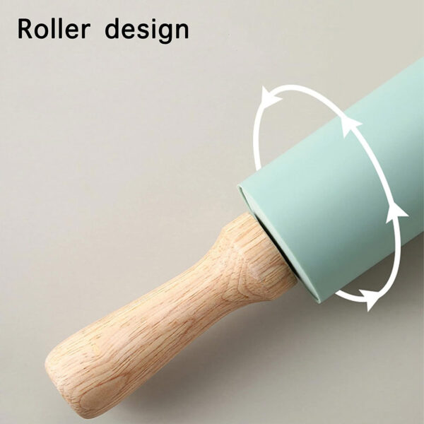 Silicone Rolling Pin with Wooden Handle