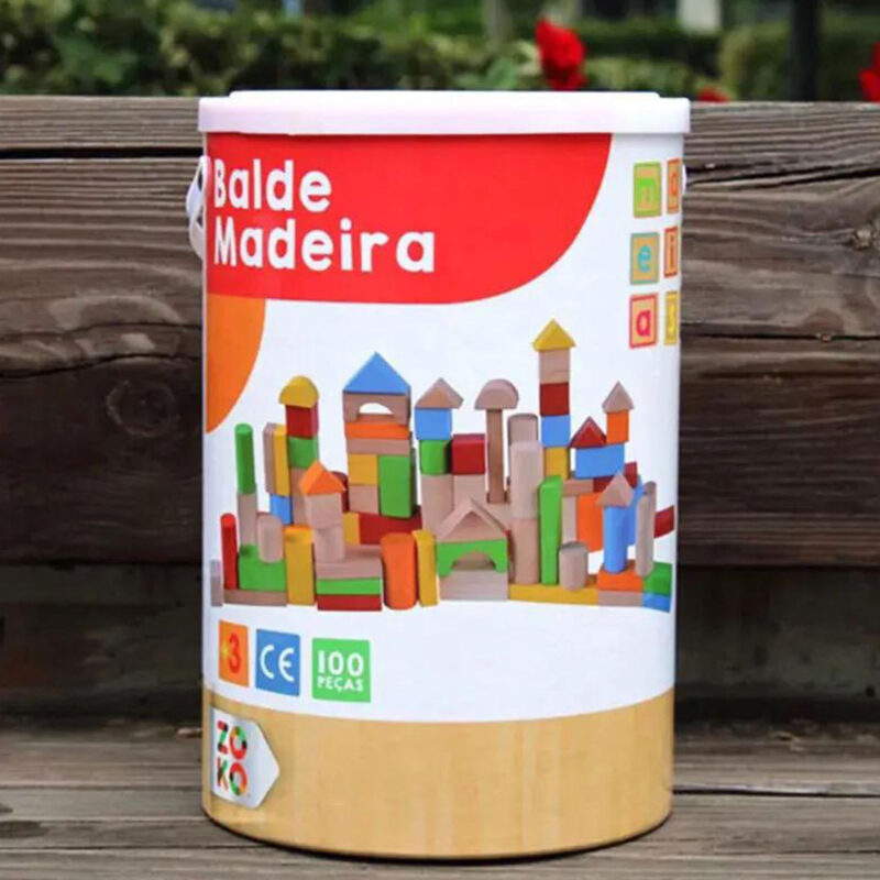 100pc Wooden Building Block Set For Kids