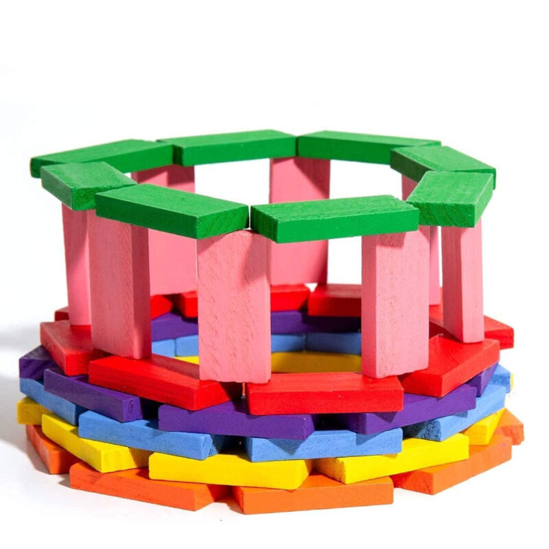 120pc Colorful Wooden Domino Set for Kids