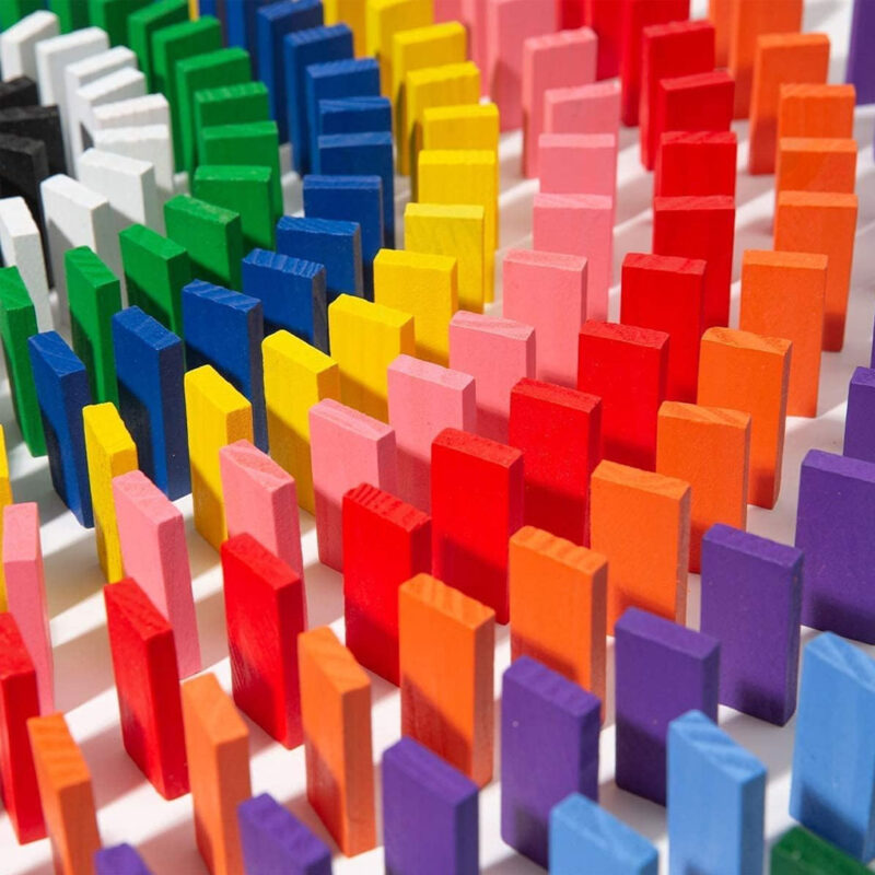 120pc Colorful Wooden Domino Set for Kids