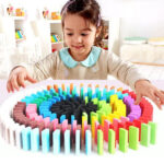 120pc Colorful Wooden Domino Set for Kids