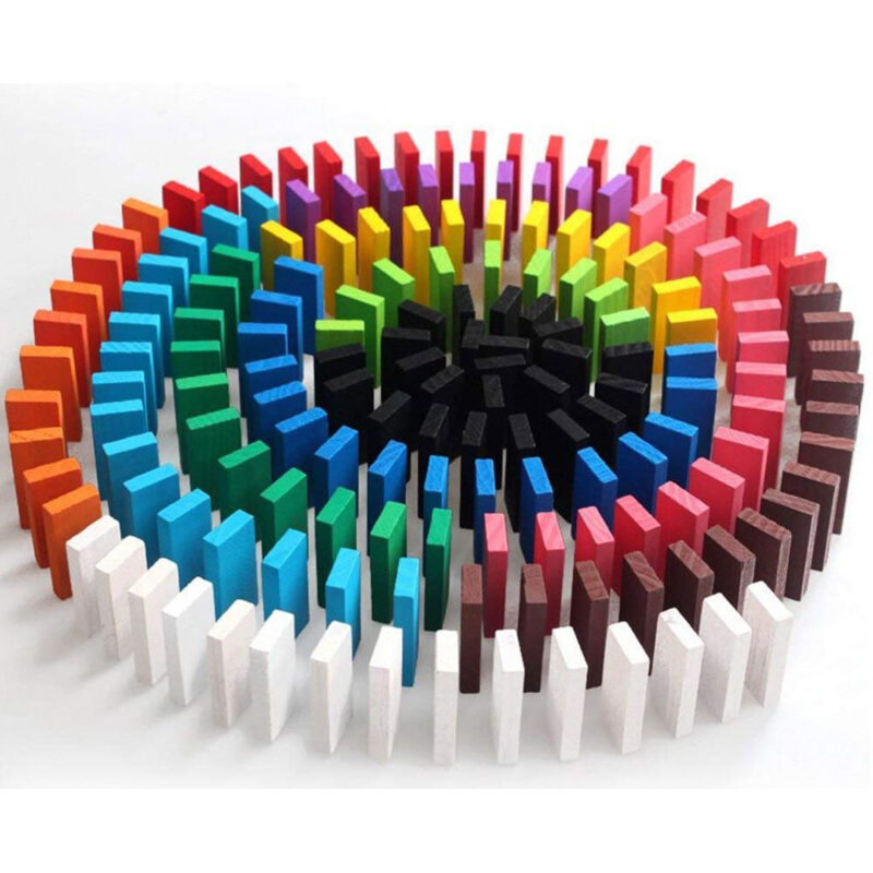 120pc Colorful Wooden Domino Set for Kids