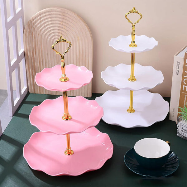 3-Tiered Dessert Stand with Scalloped Edge