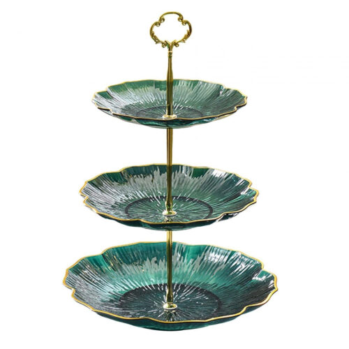 3-Tiered Acrylic Dessert Stand with Gold Accents