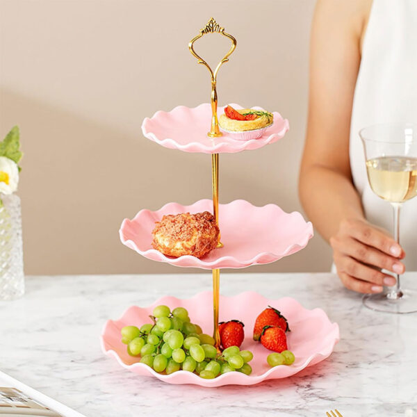 3-Tiered Dessert Stand with Scalloped Edge