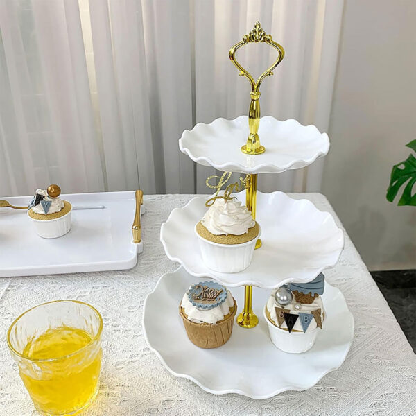 3-Tiered Dessert Stand with Scalloped Edge