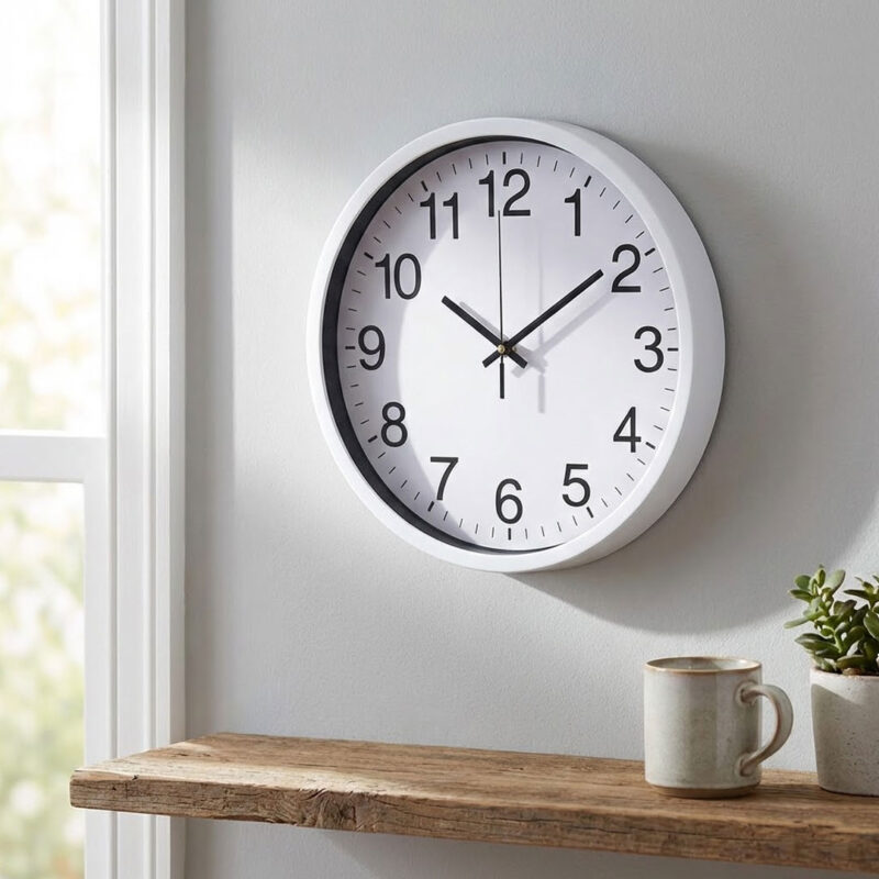 30cm Classic Wall Clock – White Frame