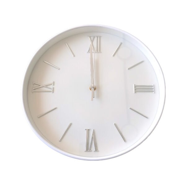 30cm White & Silver Wall Clock