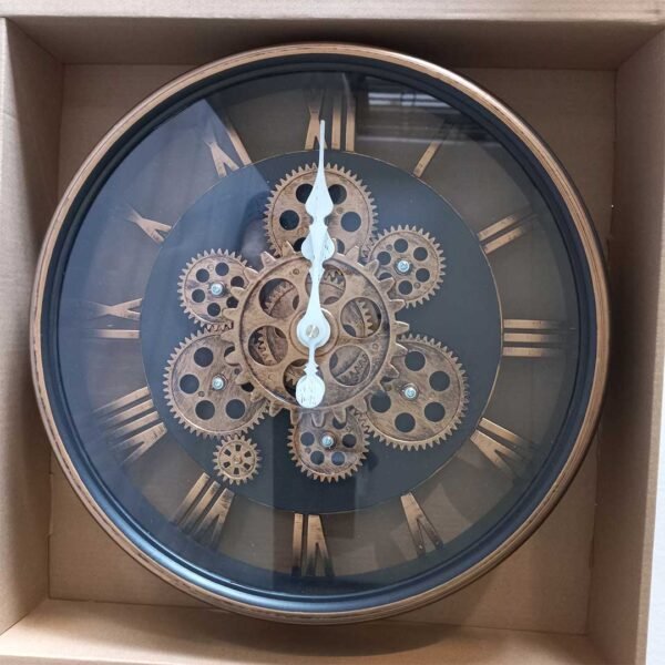 37.5cm Rose Gold Gear Wall Clock - Image 3