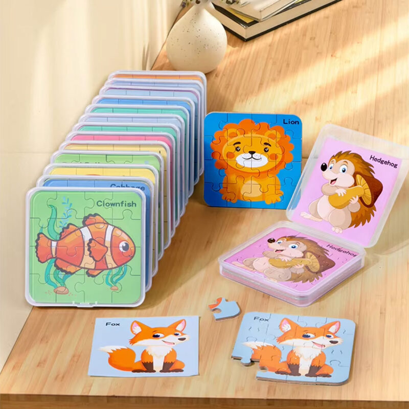 64pc Educational Wooden Puzzle Set