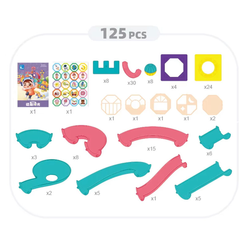 125pc Magnetic Marble Run Toy Set