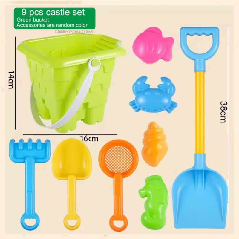 Sand-Play-Set-12 9pc Sand Play Set – Bucket, Shovel & Molds