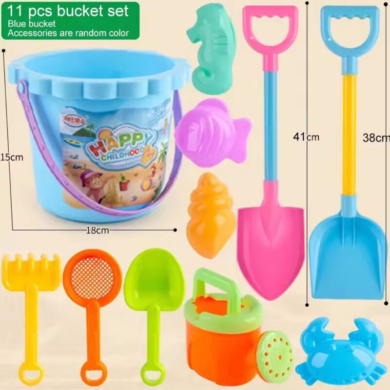 11-Piece Sand Play Set – Bucket, Shovels & Molds