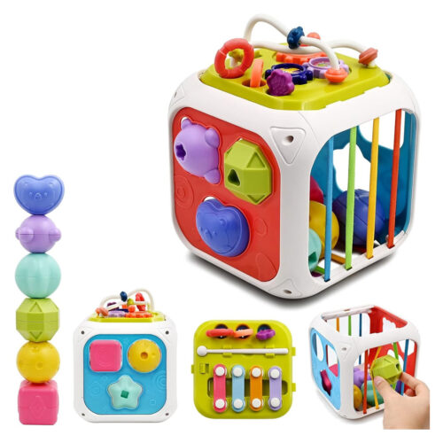 Baby Activity Cube – Shape Sorter, Stacking, and Sensory Play Toy
