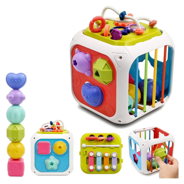 Baby Activity Cube – Shape Sorter, Stacking, and Sensory Play Toy