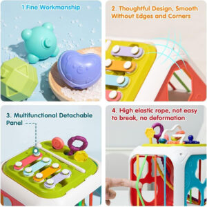 Shape-Sorter-Activity-Stacking-Toy-5 Baby Activity Cube – Shape Sorter, Stacking, and Sensory Play Toy