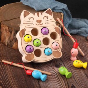 Wooden-Magnet-Cat-Fishing-Toy-2 Wooden Magnetic Cat Fishing Game
