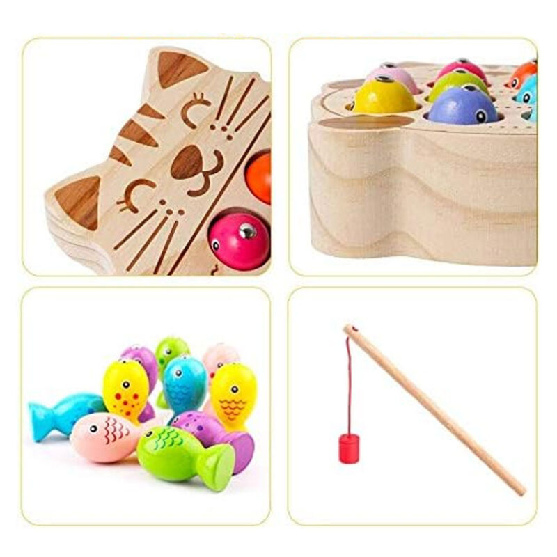 Wooden-Magnet-Cat-Fishing-Toy-3 Wooden Magnetic Cat Fishing Game