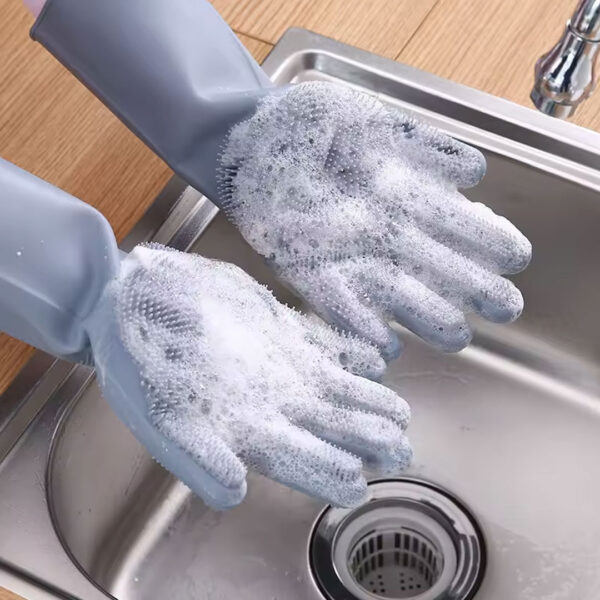 Silicone Cleaning Gloves with Scrubbing Bristles