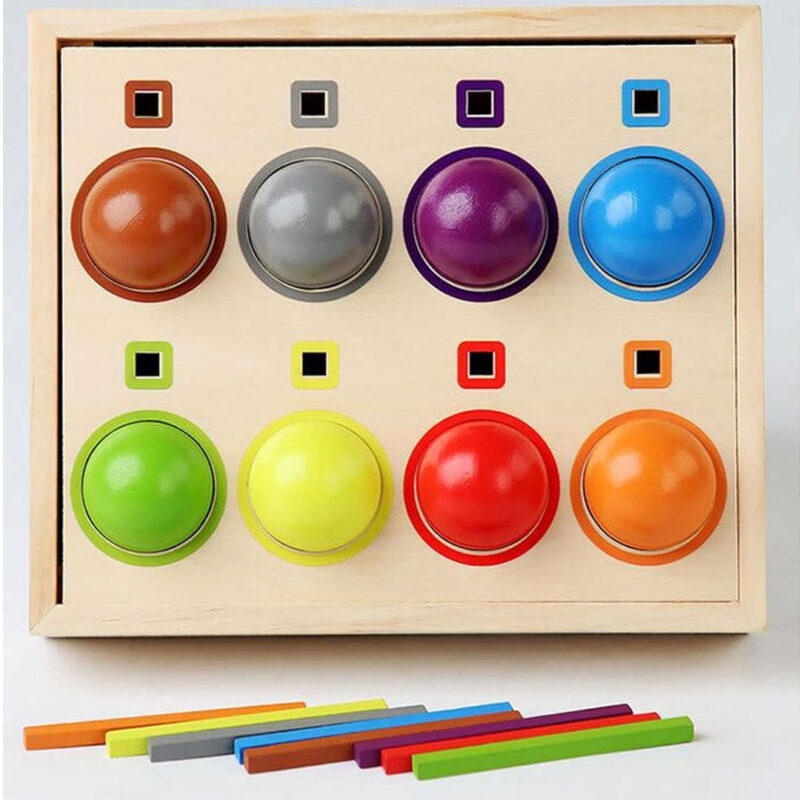 Wooden Color Matching Ball and Stick Toy
