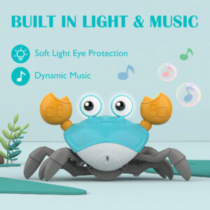 Interactive Crawling Crab Toy – Obstacle Avoidance, Lights & Music